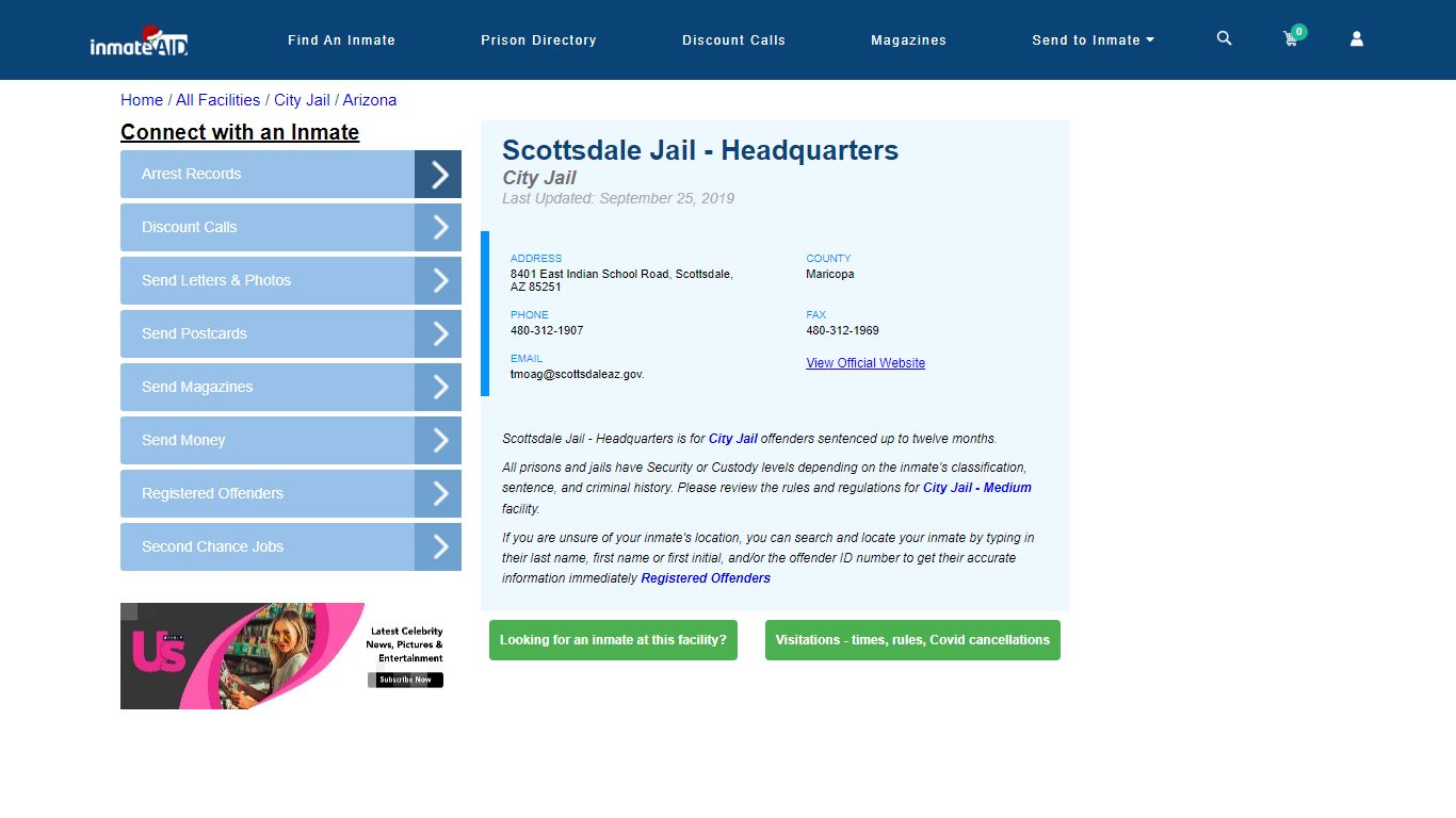 Scottsdale Jail - Headquarters | Inmate Locator
